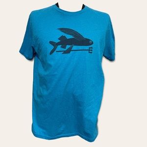Men’s Patagonia Flying Fish Blue Slim Fit T-Shirt. Size XXl